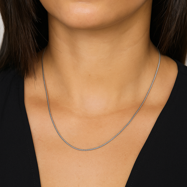 Colar de Malha Longo Prata - Aço Inoxidável