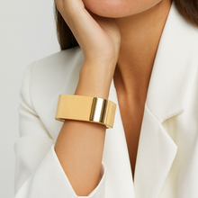 Bracelete Quadricular Liso Bold dourado - Folheado