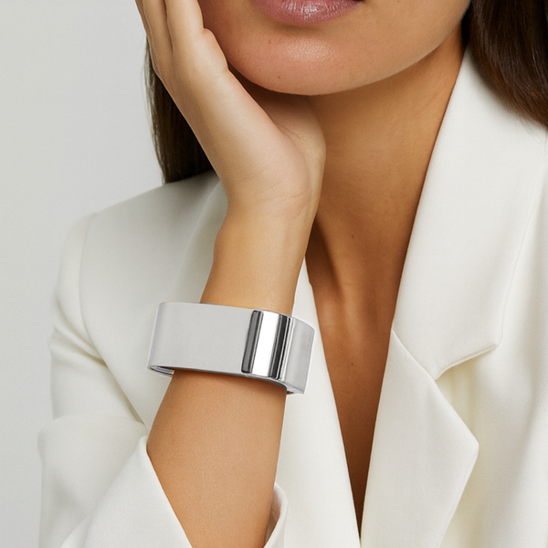 Bracelete Quadricular Liso Bold  prata - Folheado