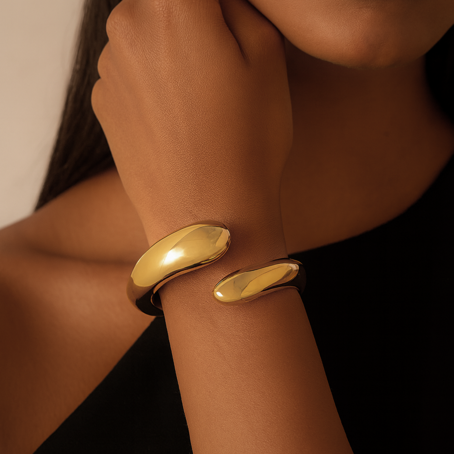 Bracelete Gota dourado - Folheado