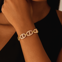 Bracelete Elos Cravejado dourado - Folheado