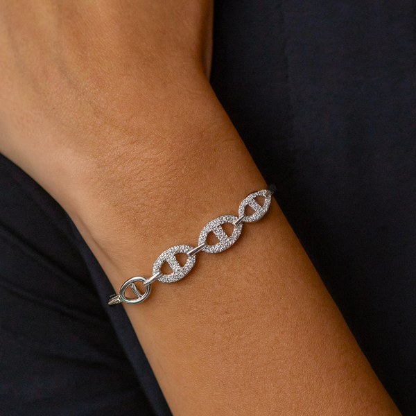 Bracelete Elos Cravejado Prata - Folheado