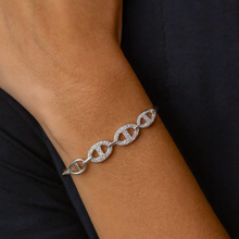 Bracelete Elos Cravejado Prata - Folheado