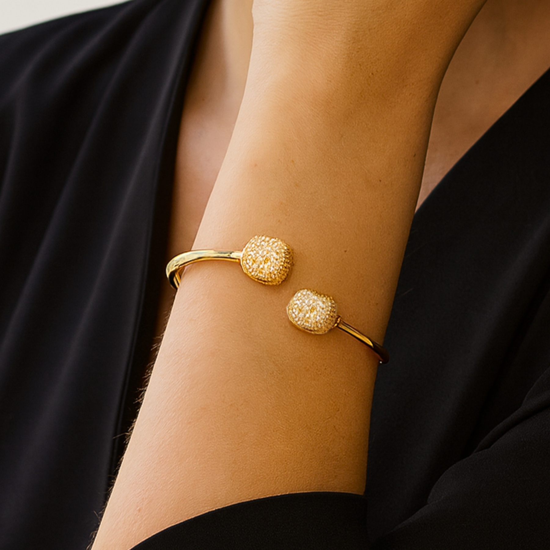 Bracelete Duplo Cravejado Dourado - Folheado