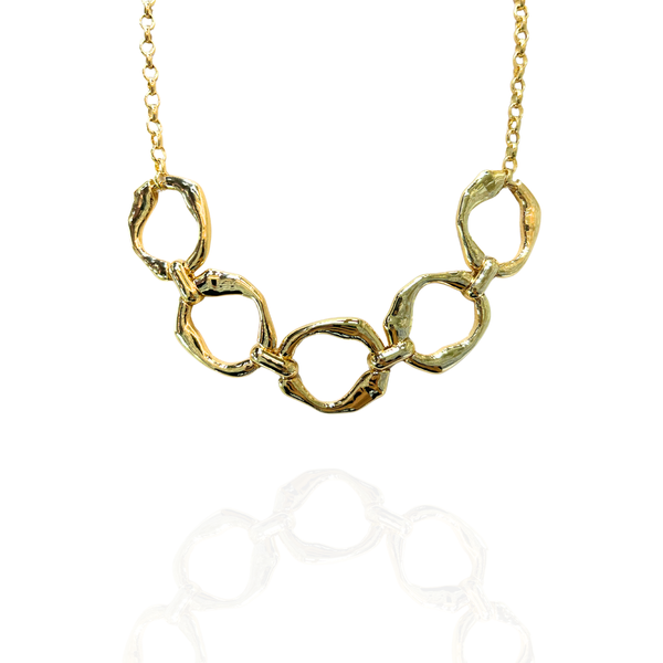 Colar orgânico Elos Circular Dourado - Semijoia