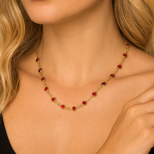 Colar Choker Cravejada Rubi Folheada Ouro 18k