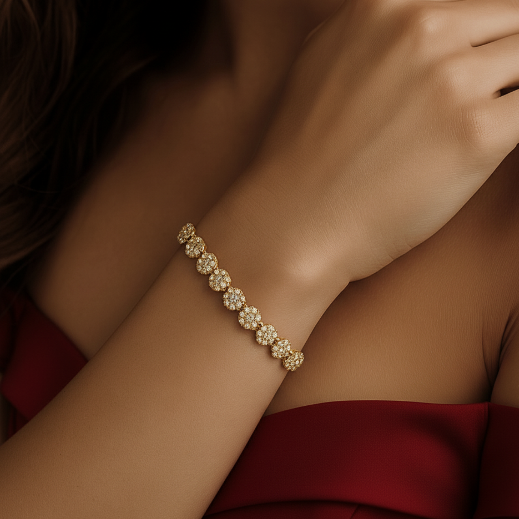 Pulseira circular cravejada Dourada - Folheado