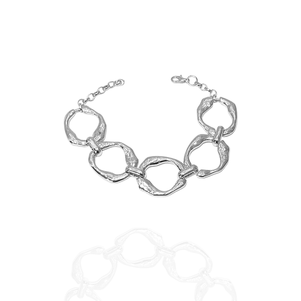 Pulseira orgânica Elos Circular Prata - Semijoia