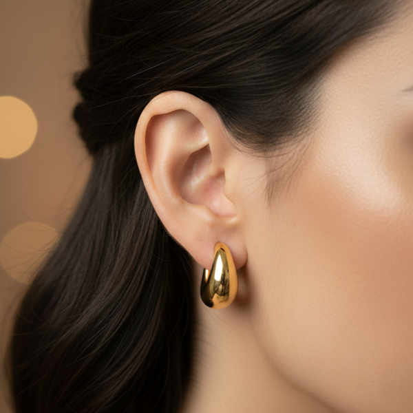 Brinco Argola Lua Bold Orgânica – Aço Inoxidável