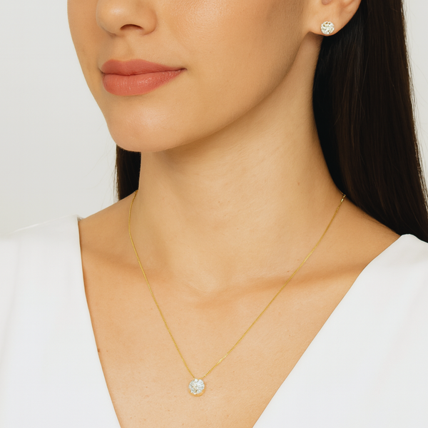 Conjunto ponto de luz dourado - Semijoia