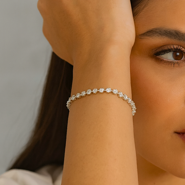 Pulseira ponto de luz cravejada- Folheado a prata