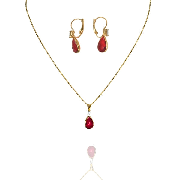 Conjunto Gota Ruby - Semijoia