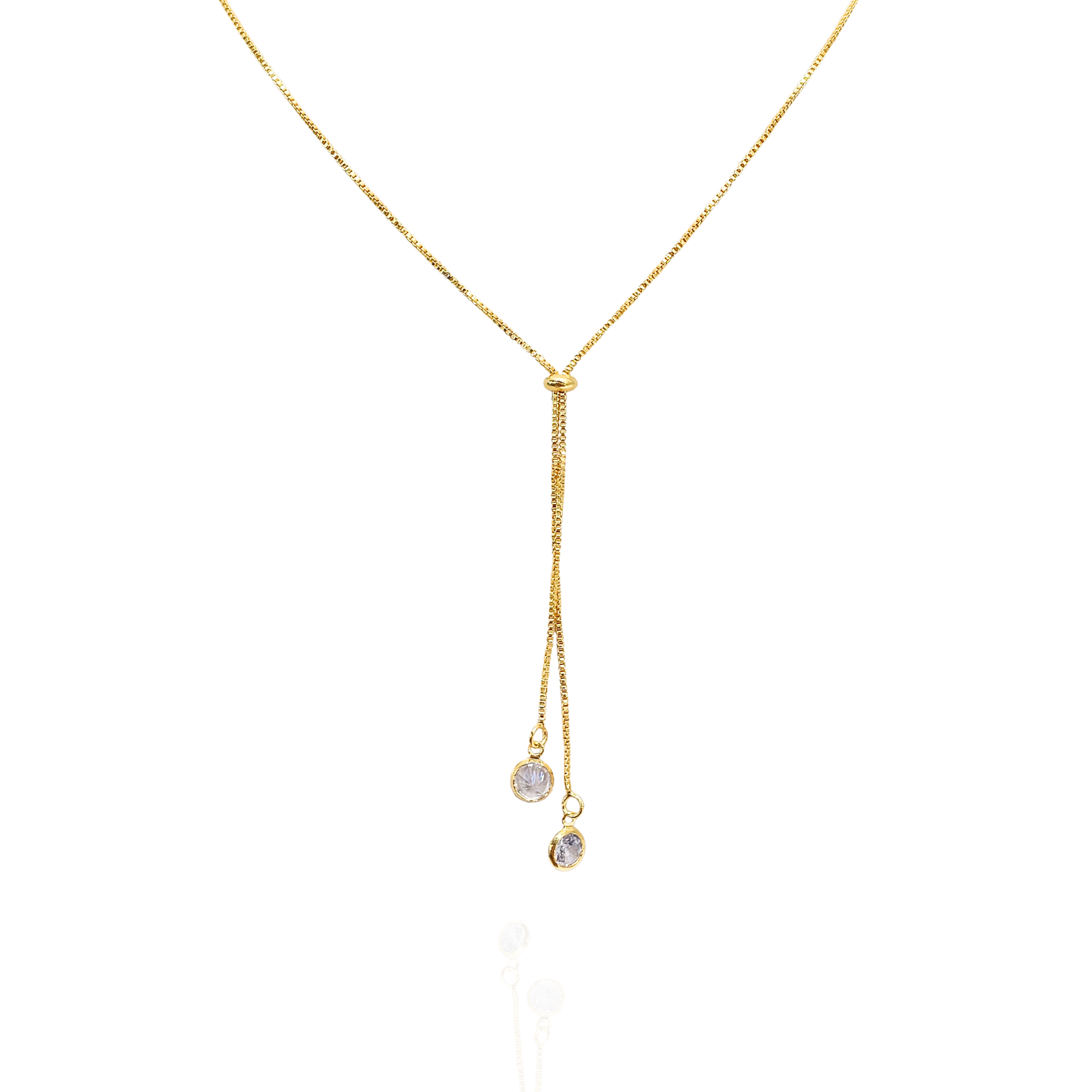 Colar Gravatinha ponto de luz cristal dourado - folheado