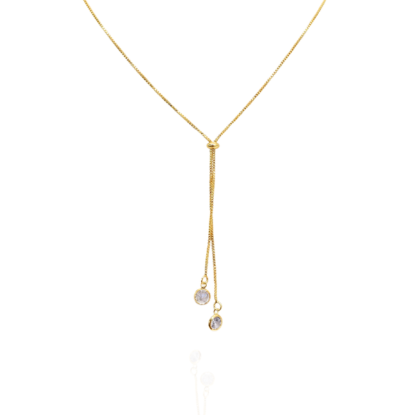 Colar Gravatinha ponto de luz cristal dourado - folheado