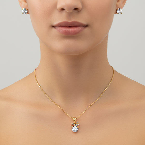 Conjunto Colar e brinco Infantil Lacinho Ponto de Luz Folheado 18k
