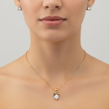 Conjunto Colar e brinco Infantil Lacinho Ponto de Luz Folheado 18k