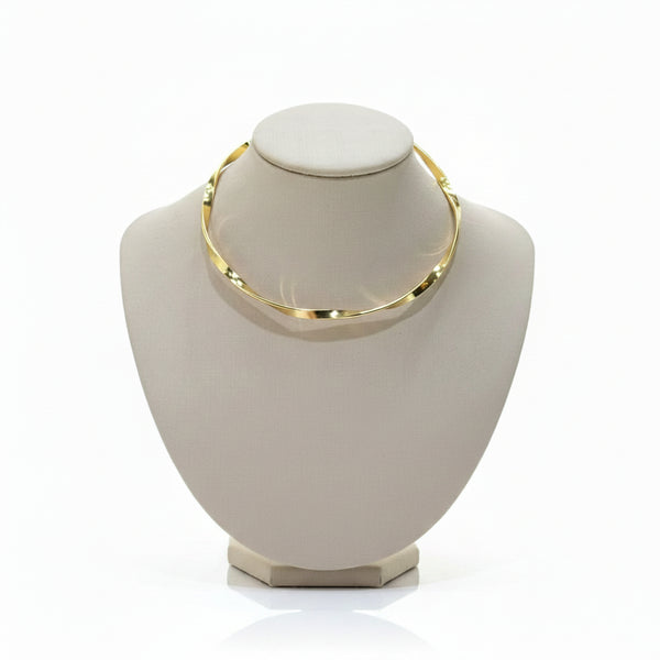 Colar aro trançado dourado aluminio
