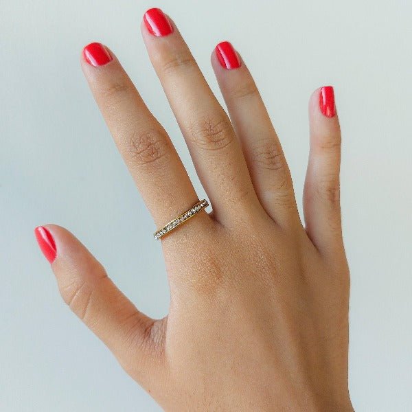 Anel Cravejado Dourado - Aço Inox