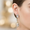 Brinco Dual Gota Cristal Dourado Folheado Ouro 18k
