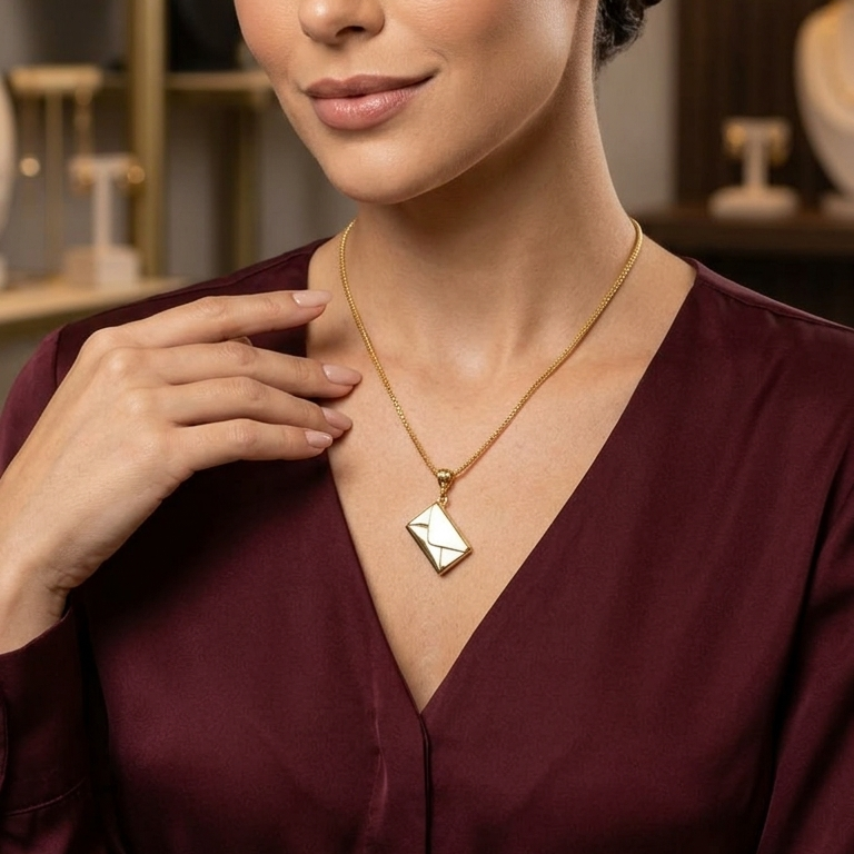 Colar Reliário Carta - Semijoia