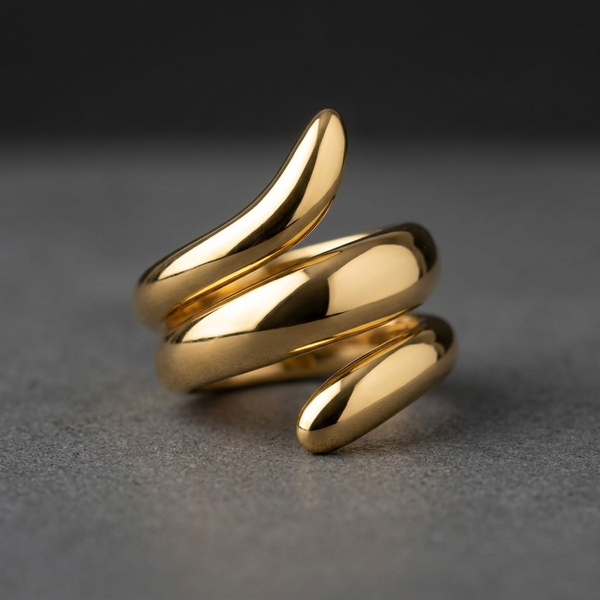 Anel espiral dourado em aço inoxidável da Amba Black