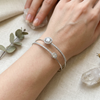 Bracelete Aro Duplo Zircônia Prata Folheado