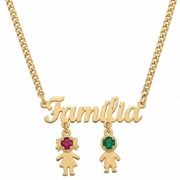 Colar Familia & filhos personalizado  - Semijoia