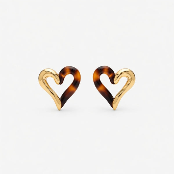 Brinco Coração em Chamas Dourado Folheado Ouro 18k