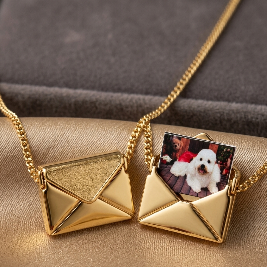 Colar Relicário Carta - Semijoia