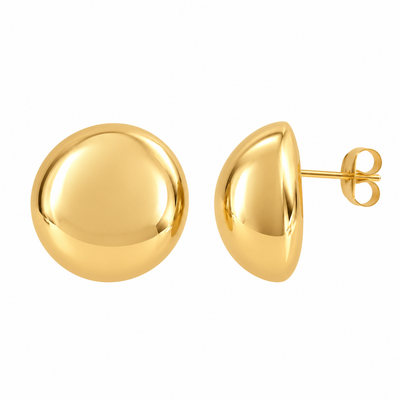 Brinco Meia Esfera Dourado em Aço Inoxidável