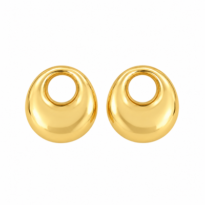Brinco Redondo Dourado Vazado em Aço Inoxidável