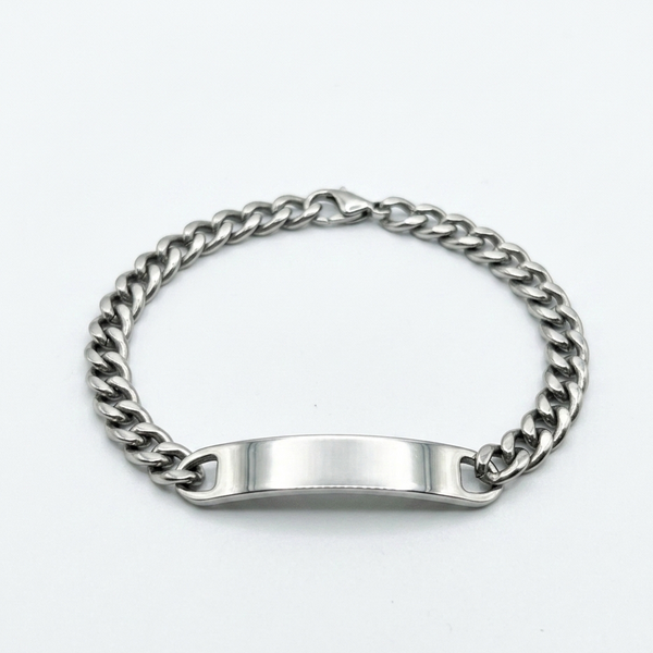 Pulseira Placa Prata Aço Inox Não Escurece