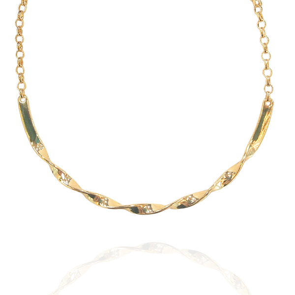 Colar Aro Chapa Trançado Dourado - Semijoia