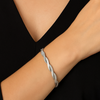 Pulseira Trançada Prateada Aço Inox Antialérgica