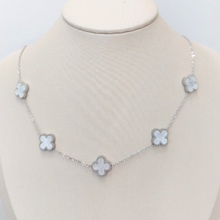 Colar Trevo Prata Madre pérola Aço Inox