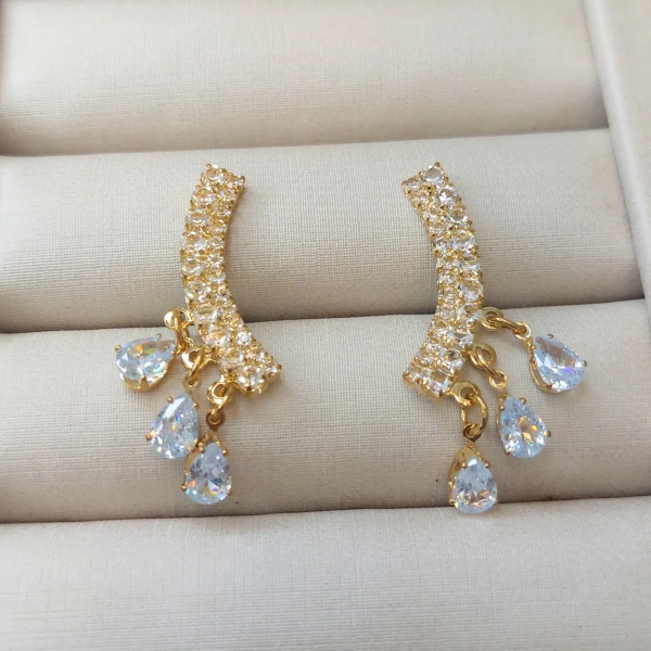 Brinco Earcuff com Gotas - Folheado
