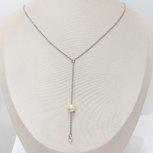 Colar Gravatinha Inox Pérola