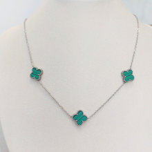 Colar Trevo Verde Prata